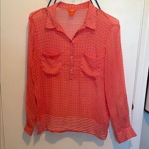 Joe Fresh Vibrant Coral Sheer Blouse